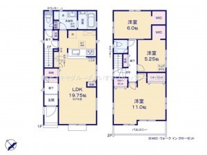 桶川市下日出谷西、新築一戸建ての間取り画像です