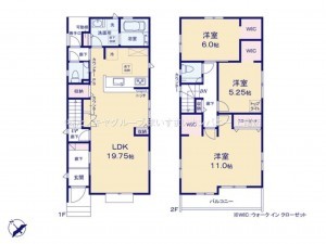 桶川市下日出谷西、新築一戸建ての間取り画像です