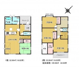 久喜市古久喜、中古一戸建ての間取り画像です