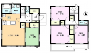 上尾市大字地頭方、中古一戸建ての間取り画像です