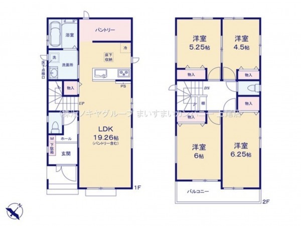 上尾市浅間台、新築一戸建ての間取り画像です