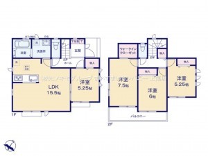 上尾市上平中央、新築一戸建ての間取り画像です