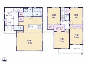 桶川市大字坂田、新築一戸建ての間取り画像です