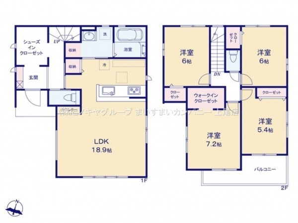 桶川市大字坂田、新築一戸建ての間取り画像です