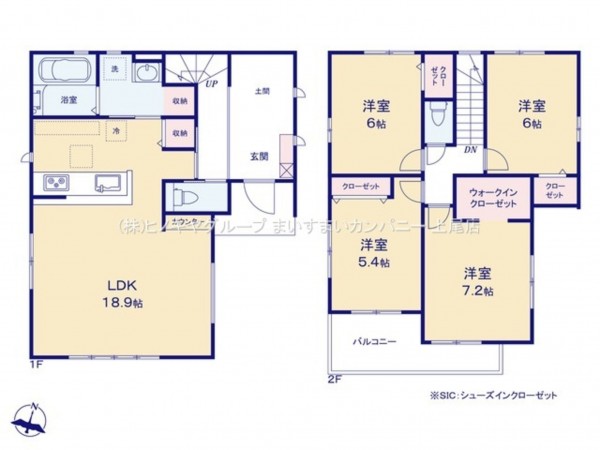 桶川市大字坂田、新築一戸建ての間取り画像です