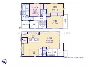 上尾市大字原市、新築一戸建ての間取り画像です