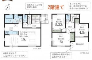 上尾市大字瓦葺、新築一戸建ての間取り画像です