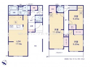 桶川市北、新築一戸建ての間取り画像です