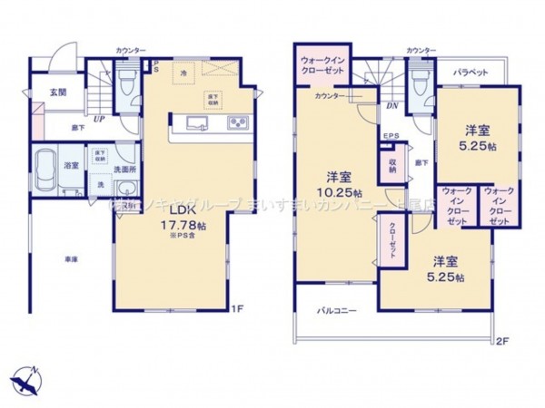 桶川市北、新築一戸建ての間取り画像です