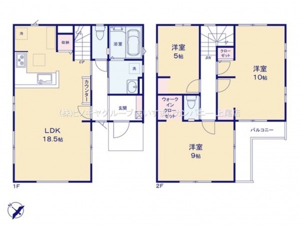 上尾市柏座、新築一戸建ての間取り画像です