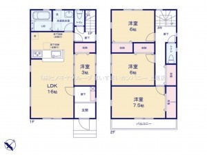 上尾市東町、新築一戸建ての間取り画像です