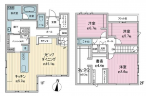 桶川市大字下日出谷、中古一戸建ての間取り画像です