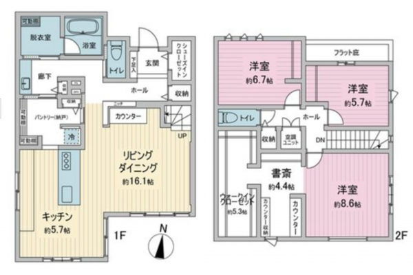 桶川市大字下日出谷、中古一戸建ての間取り画像です