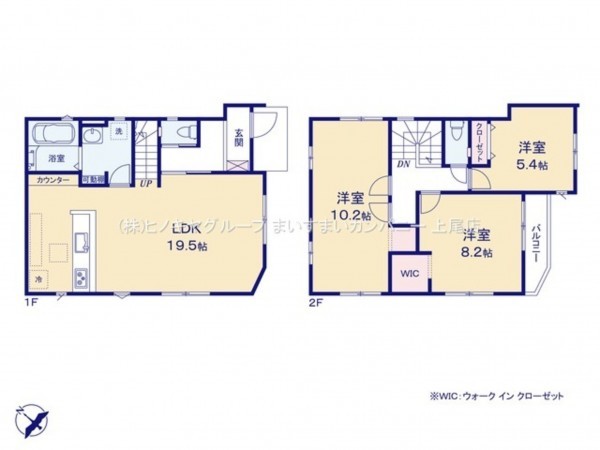 上尾市柏座、新築一戸建ての間取り画像です