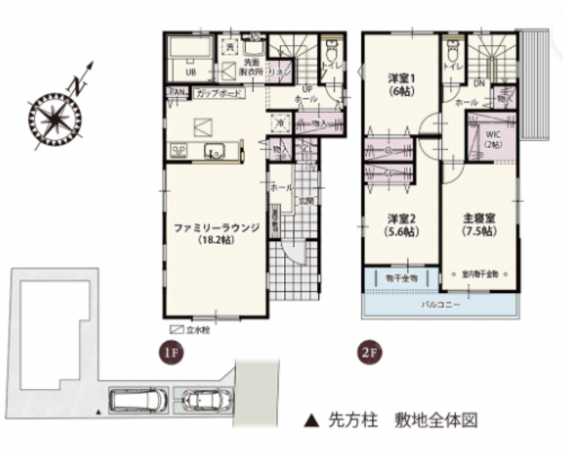 上尾市大字上、新築一戸建ての間取り画像です