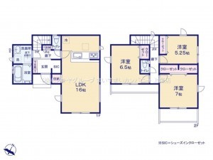 桶川市大字下日出谷、新築一戸建ての間取り画像です