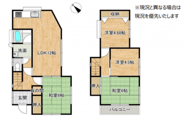 桶川市大字上日出谷、中古一戸建ての間取り画像です