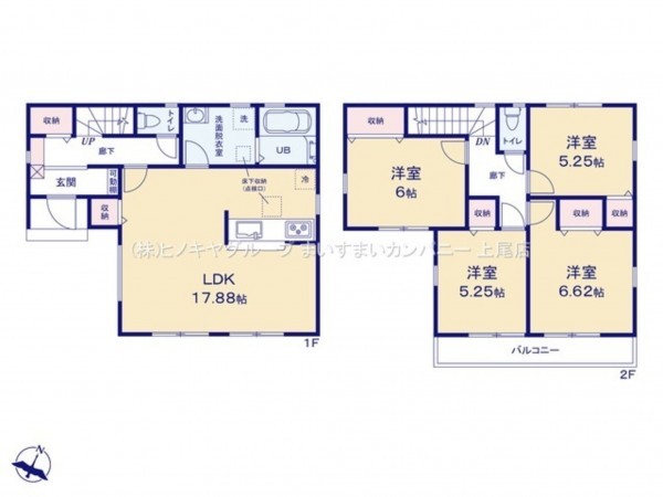 上尾市大字平塚、新築一戸建ての間取り画像です