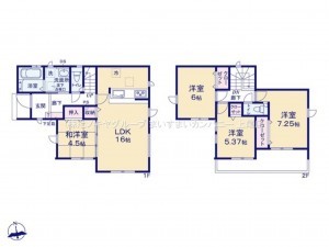 上尾市大字瓦葺、新築一戸建ての間取り画像です