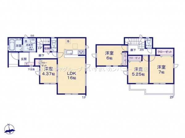 上尾市大字瓦葺、新築一戸建ての間取り画像です