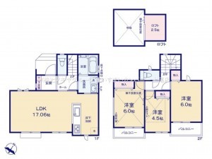 上尾市大字上、新築一戸建ての間取り画像です