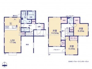 上尾市大字上、新築一戸建ての間取り画像です