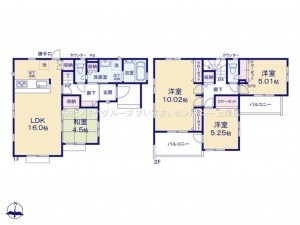 上尾市大字上、新築一戸建ての間取り画像です