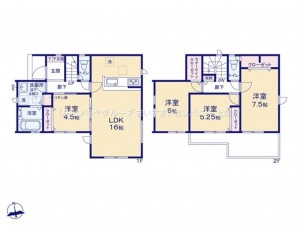 上尾市大字瓦葺、新築一戸建ての間取り画像です