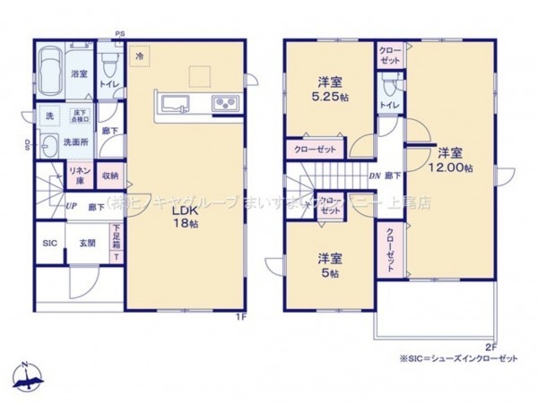 上尾市大字瓦葺、新築一戸建ての間取り画像です