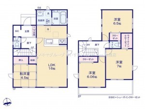 上尾市大字瓦葺、新築一戸建ての間取り画像です