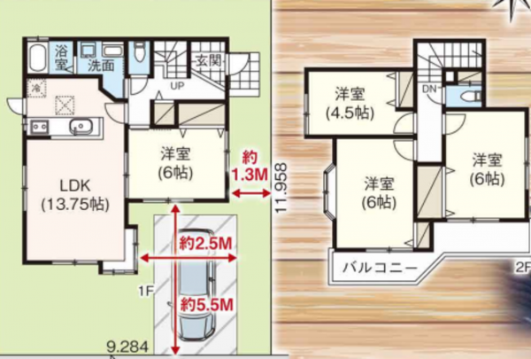 上尾市大字上、中古一戸建ての間取り画像です