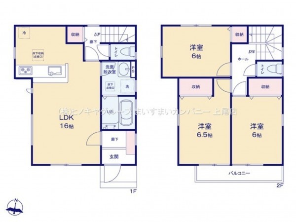 上尾市向山、新築一戸建ての間取り画像です