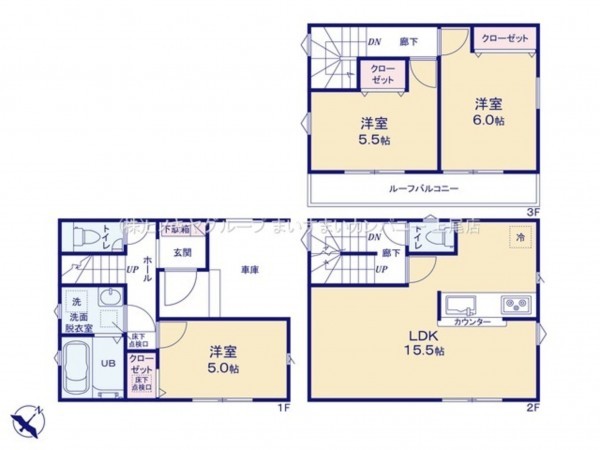 上尾市仲町、新築一戸建ての間取り画像です