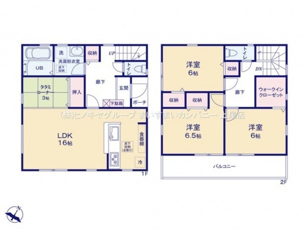 上尾市大字原市、新築一戸建ての間取り画像です