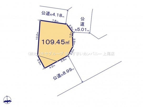 桶川市上日出谷南、土地の間取り画像です