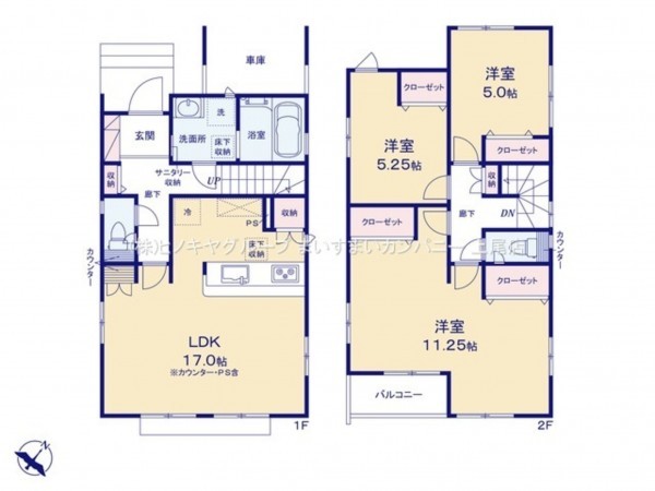 上尾市今泉、新築一戸建ての間取り画像です