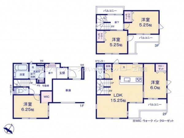 桶川市東、新築一戸建ての間取り画像です