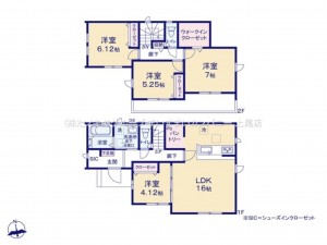 上尾市大字瓦葺、新築一戸建ての間取り画像です