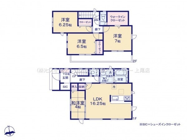 上尾市大字瓦葺、新築一戸建ての間取り画像です