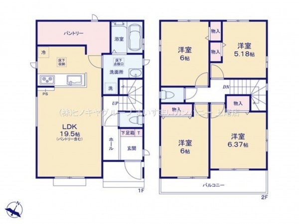 桶川市坂田東、新築一戸建ての間取り画像です