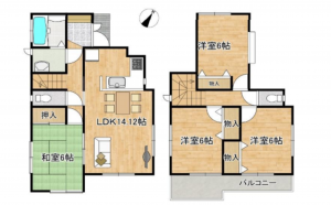 上尾市大字平塚、中古一戸建ての間取り画像です