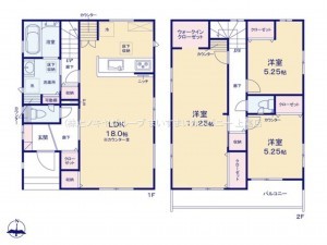 桶川市坂田東、新築一戸建ての間取り画像です