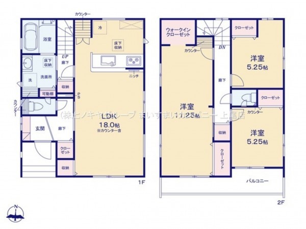 桶川市坂田東、新築一戸建ての間取り画像です