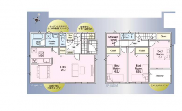 上尾市大字大谷本郷、新築一戸建ての間取り画像です