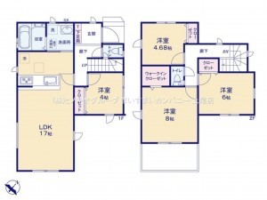 桶川市大字上日出谷、新築一戸建ての間取り画像です