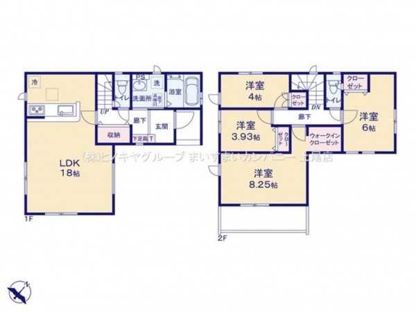 桶川市大字上日出谷、新築一戸建ての間取り画像です