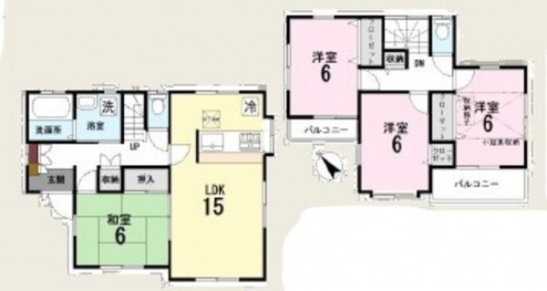 上尾市大字平塚、中古一戸建ての間取り画像です