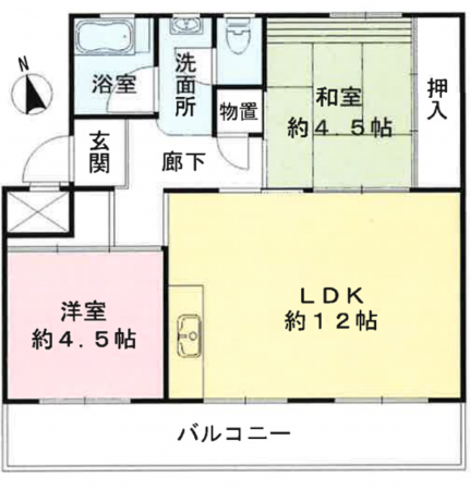 上尾市本町、マンションの間取り画像です