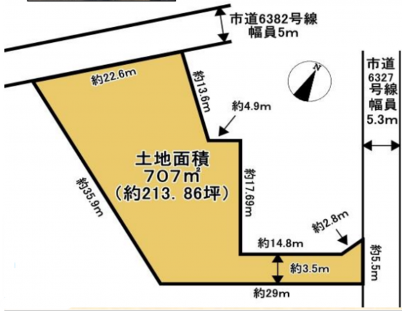 桶川市大字小針領家、土地の間取り画像です