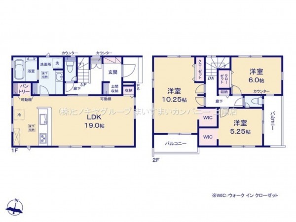 上尾市小泉、新築一戸建ての間取り画像です